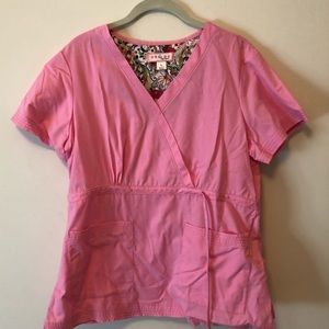 Koi pink scrub top